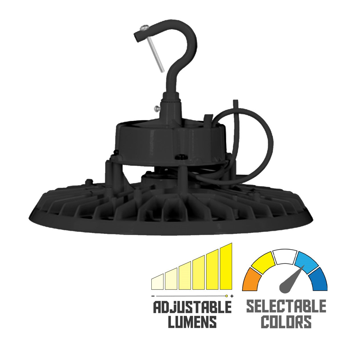 High Bay UFO LED Light,  36000 Lumens, 240W, 35K/40K/50K, 120-277V, Black