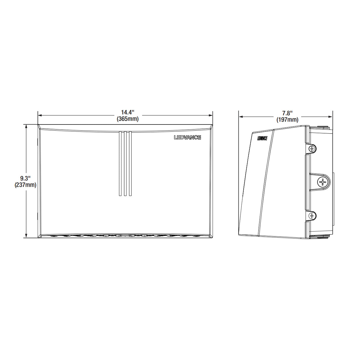 LED Cutoff Wall Pack, 11200Lm, 45/65/80W, 30K/40K/50K, 120-277V - Bees Lighting