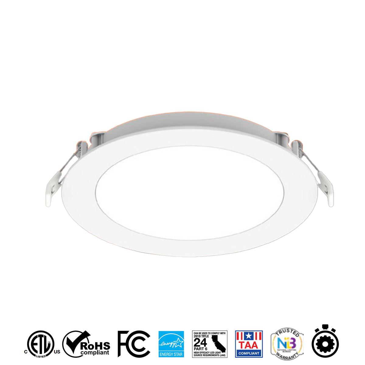 Microdisk 6 inch Canless LED Recessed Light, 800 Lumens, Selectable 2700K to 5000K, 120V - Bees Lighting