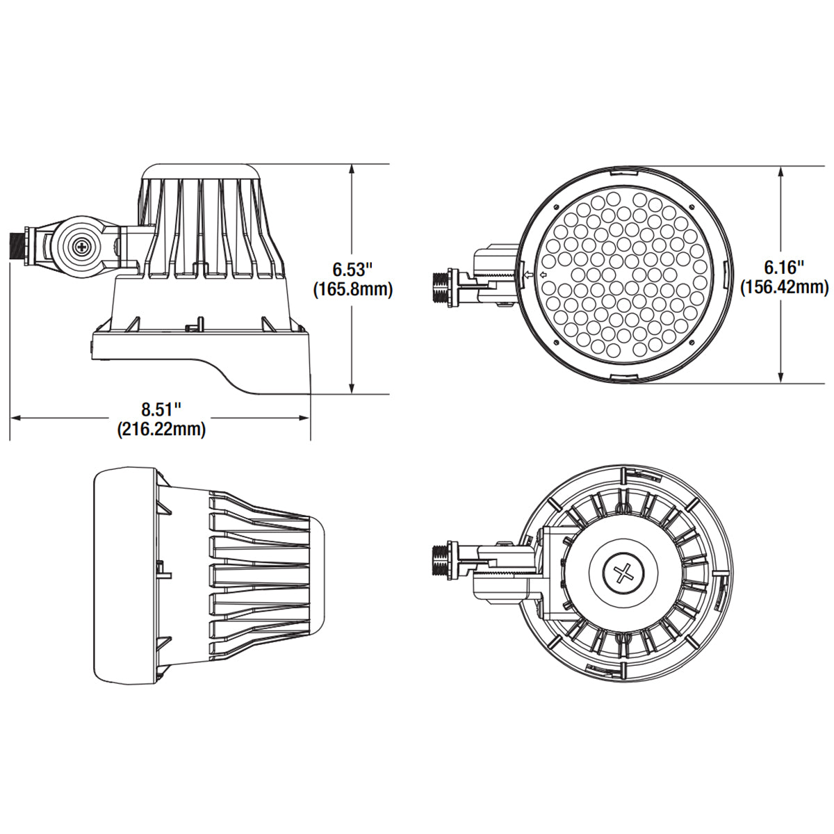 LED Bullet Spot Light, 4200Lm, 15|25|40 Deg. Lens, 30K|40K|50K, 120-347V - Bees Lighting