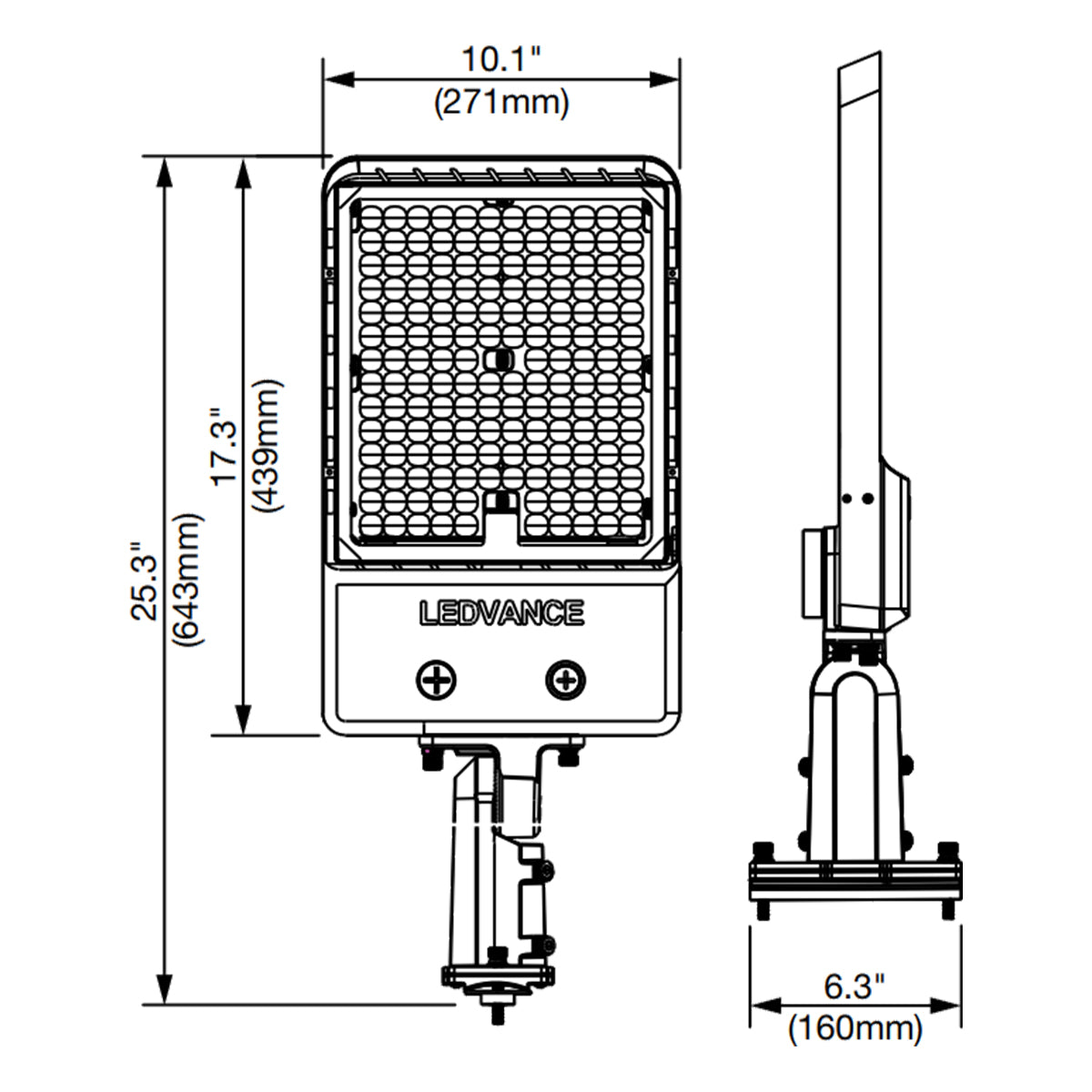 LED Pole Light, 40-80W, 12000lm, 30K/40K/50K, 120-347V, Slipfitter/Pole Mount, Bronze