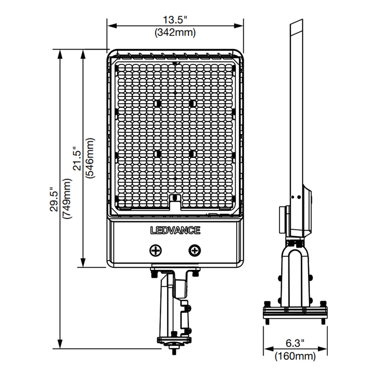 LED Pole Light, 90-150W, 22500lm, 30K/40K/50K, 120-347V, Slipfitter/Pole Mount, Bronze