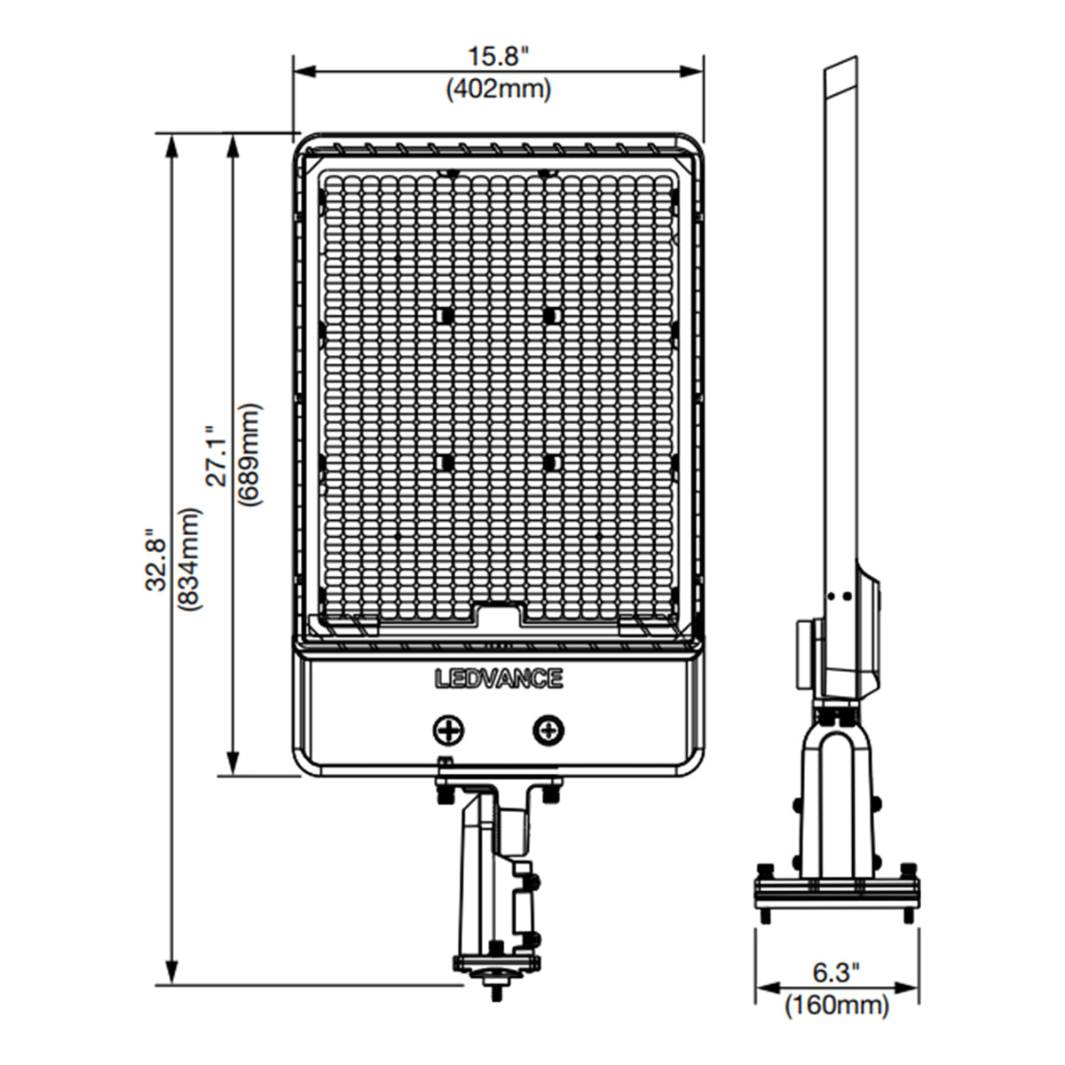 LED Pole Light, 180-300W, 45000lm, 30K/40K/50K, 120-347V, Slipfitter/Pole Mount, Bronze