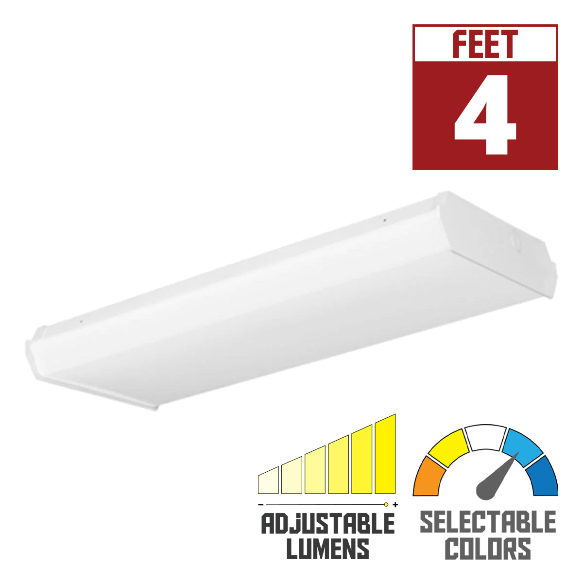 4ft LED Wraparound Light, 30/60W, 8400 Lumens, 35K/40K/50K, 120-347V