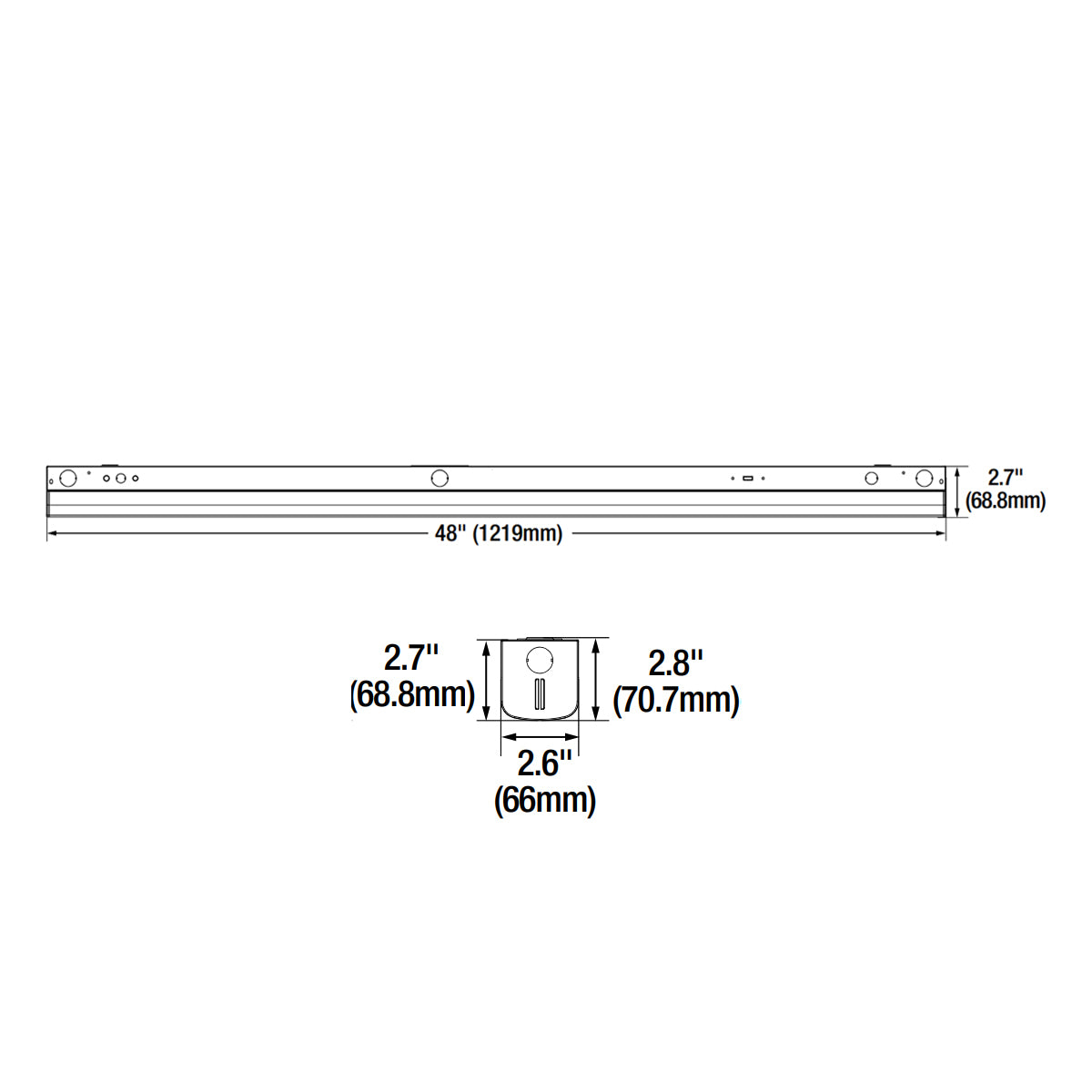 4ft LED Strip Light Fixture, 2860 Lumens, 22W, 4000K, 120-277V