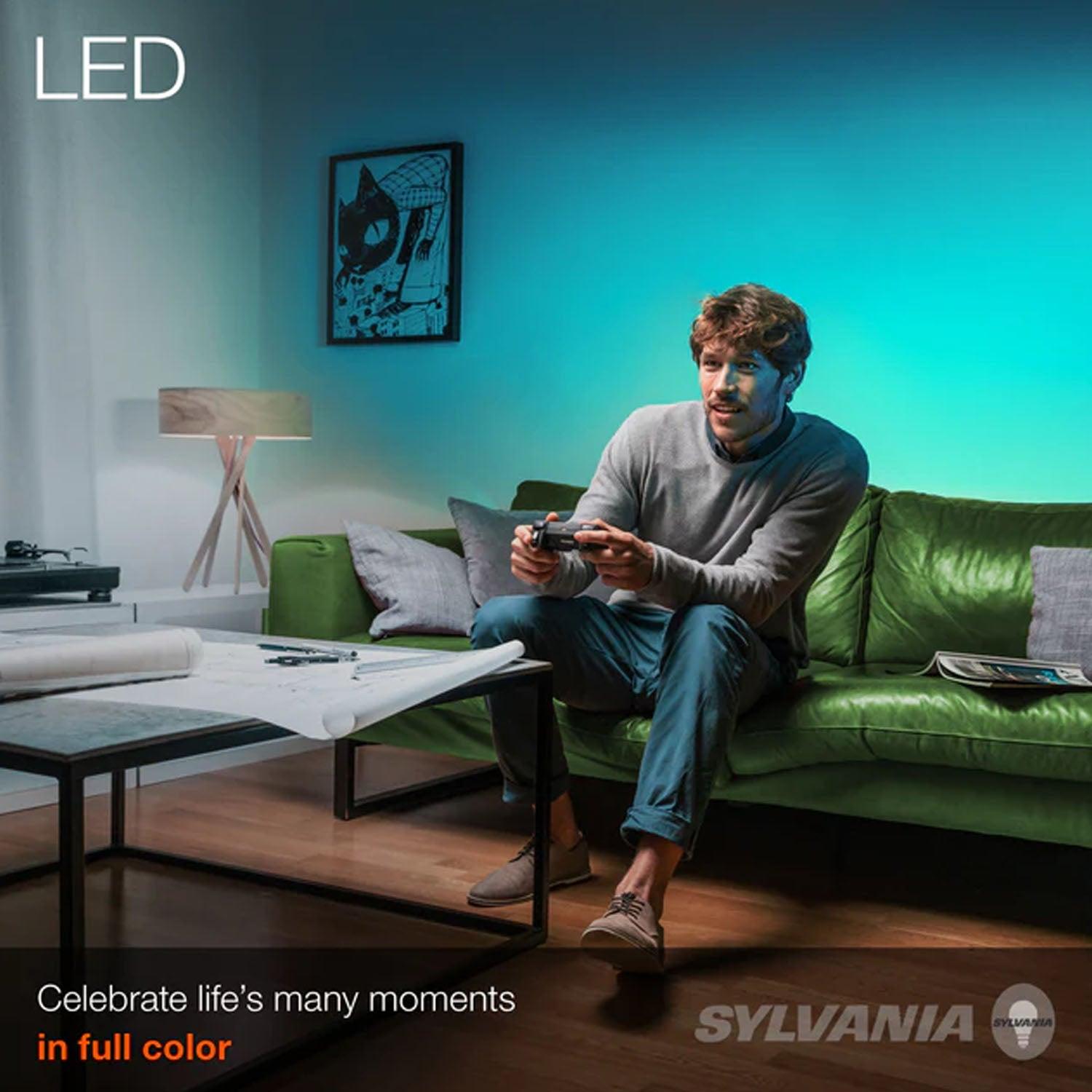 Sylvania 32ft RGB Flexible Light Strip Starter Kit, 16 Dimmable Colors with RF Remote Control