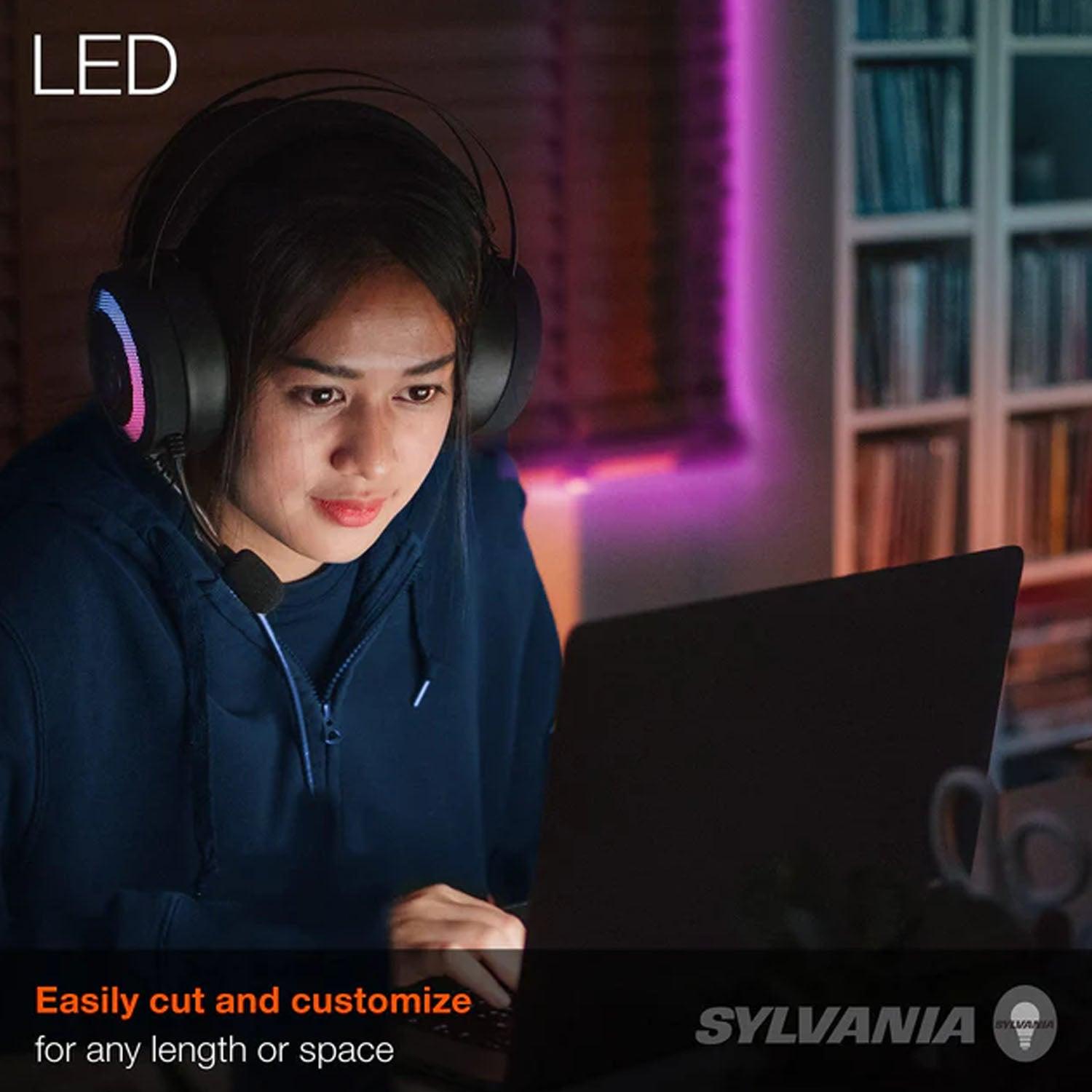 Sylvania 32ft RGB Flexible Light Strip Starter Kit, 16 Dimmable Colors with RF Remote Control - Bees Lighting