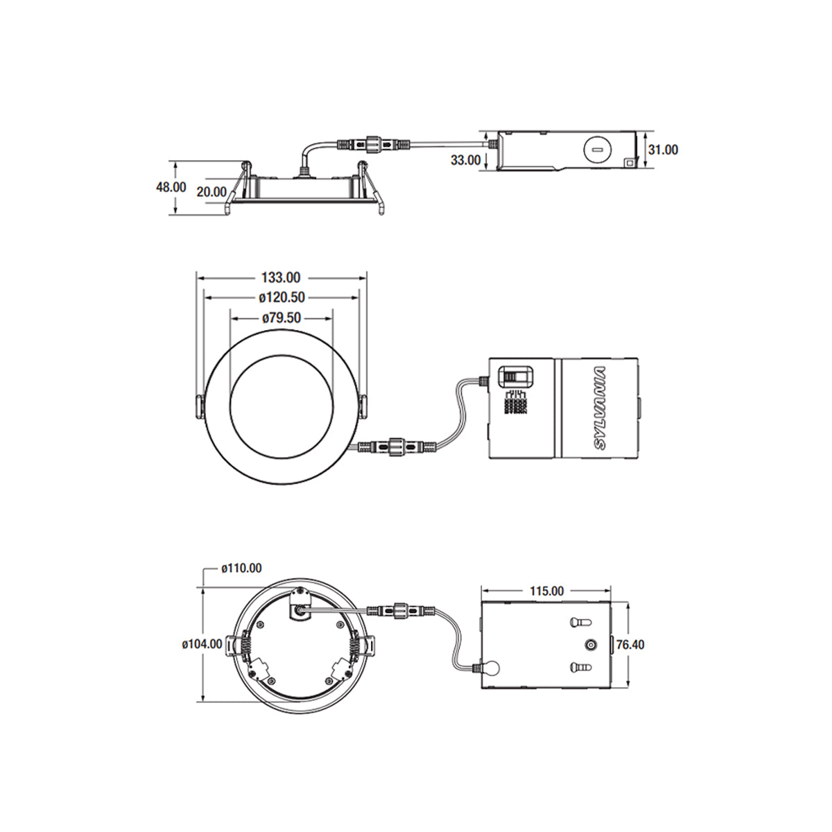 Microdisk 4" Canless LED Recessed Light, 600 Lumens, Selectable 2700K to 5000K, 120-277V