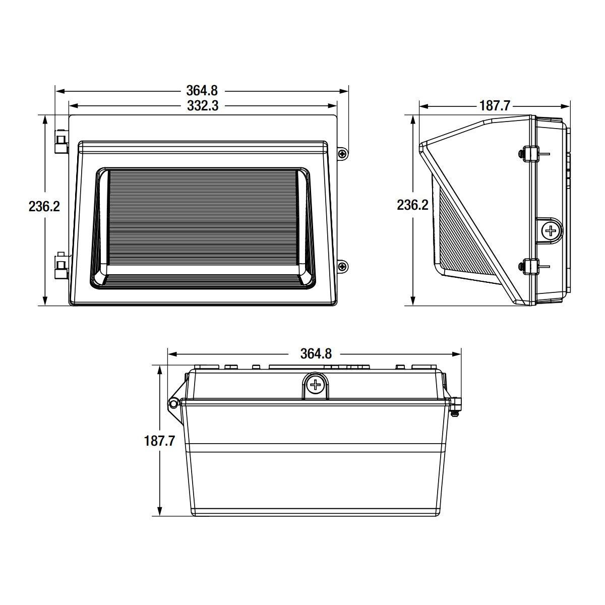 LED Wall Pack With Photocell, 60 Watts, 8100 Lumens, 30K/40K/50K, 120-277V - Bees Lighting