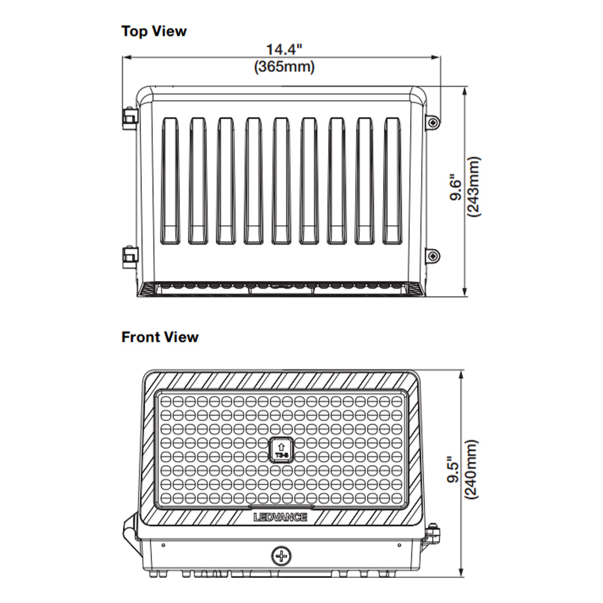 LED Cutoff Wall Pack, 15000Lm, 65/80/100W, 30K/40K/50K, 120-347V - Bees Lighting