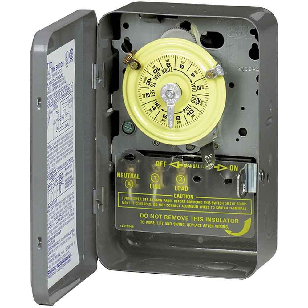 40 Amp 240-Volt 24-Hour Mechanical Timer Switch SPST Gray - Bees Lighting