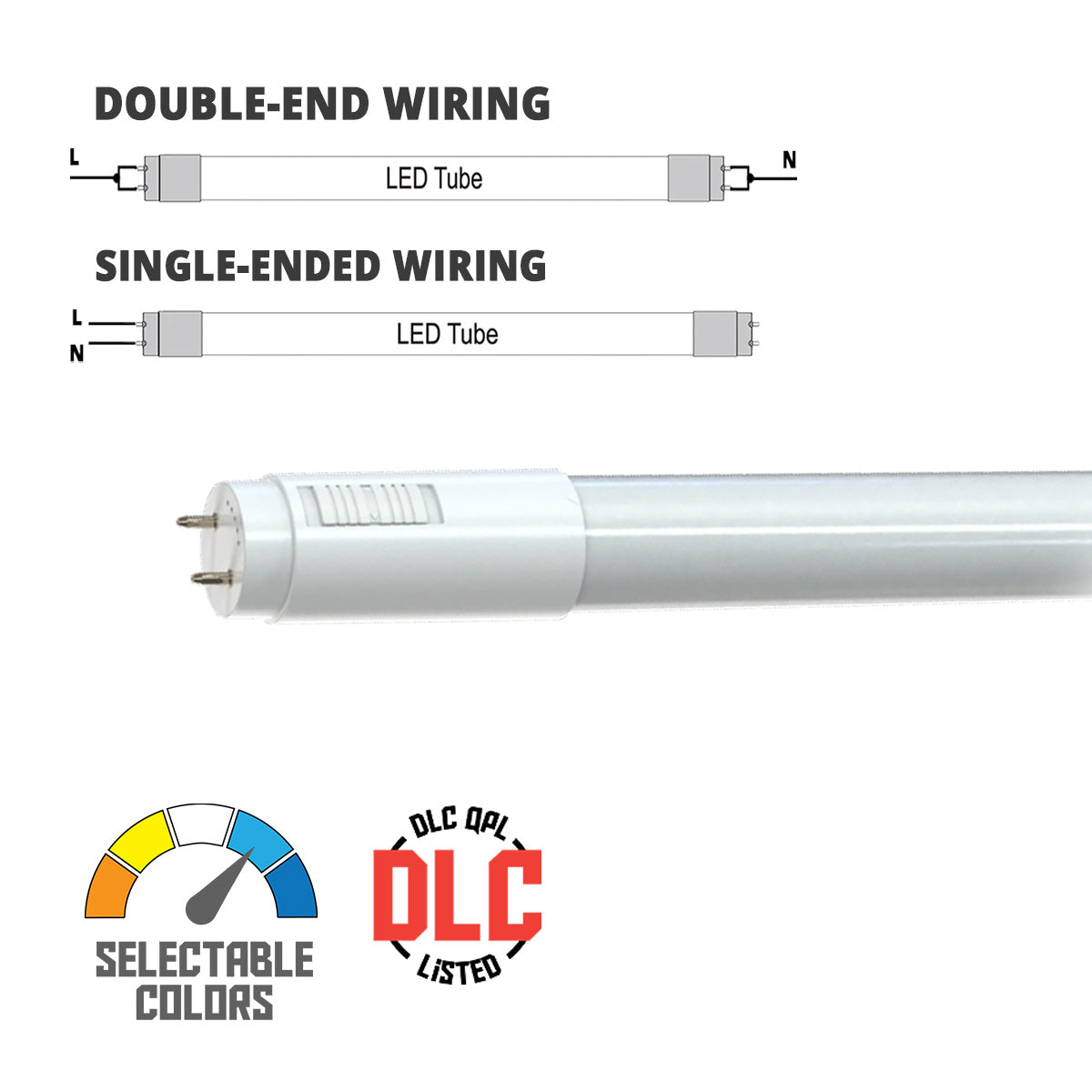 2ft LED T8 Tube, 7 Watts, 940 Lumens, 3000K to 6500K, Ballast Bypass, Single|Dual End - Bees Lighting