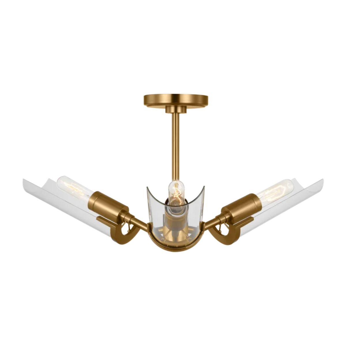 Mezzo 27 in. 3 Lights Semi flush Mount Light Brushed Brass Finish - Bees Lighting