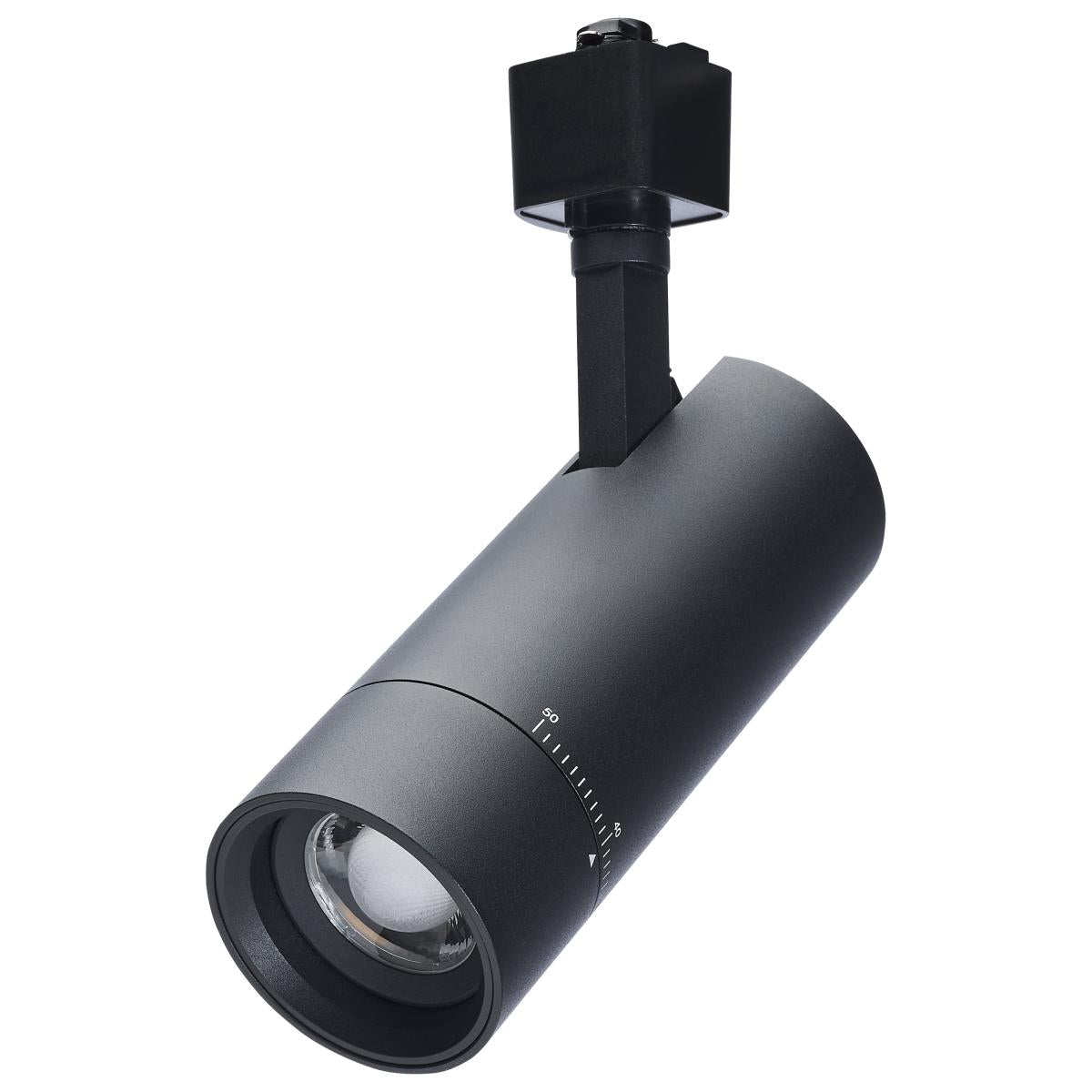 Beam Adjustable LED Track Head 15W 1050 Lumens, Selectable CCT, Halo, 20°- 50°, Black Finish