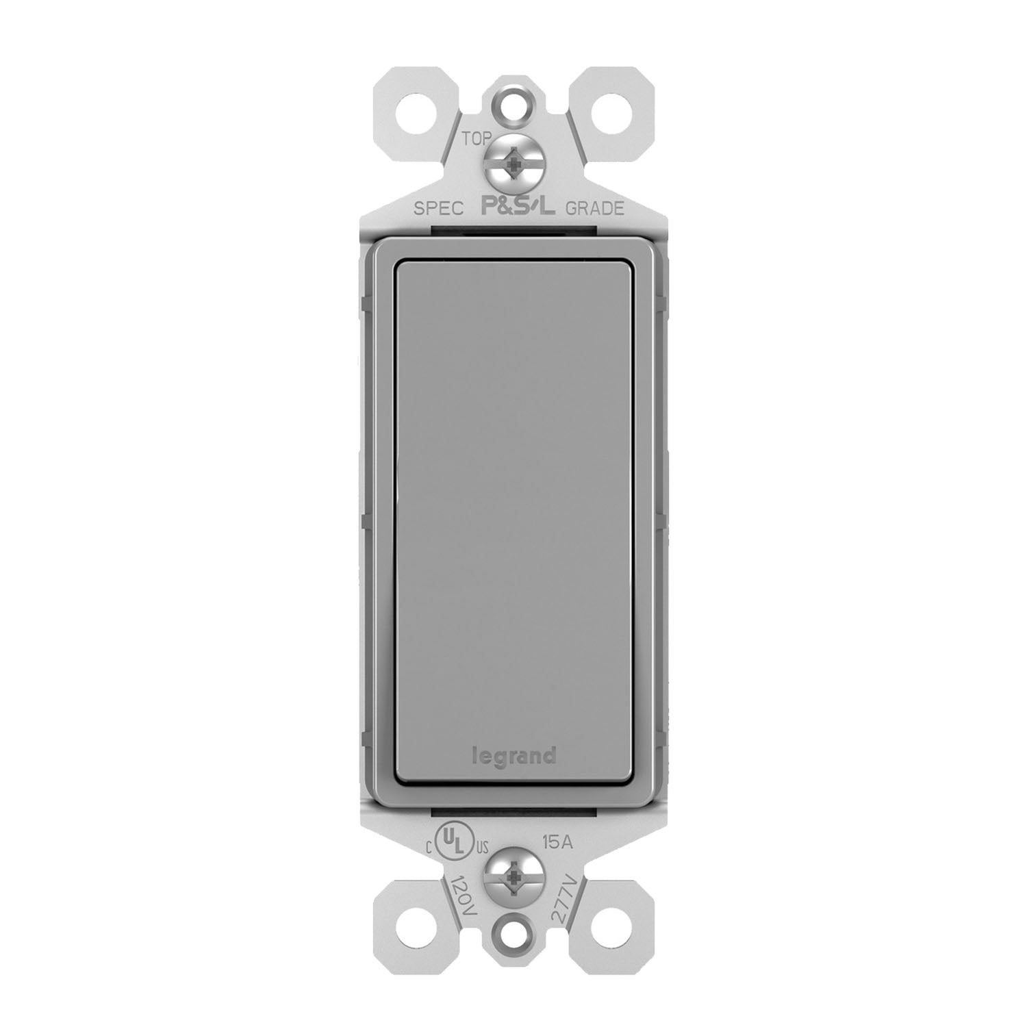 radiant Single-Pole Rocker Light Switch, 15-Amp, 120V, Gray