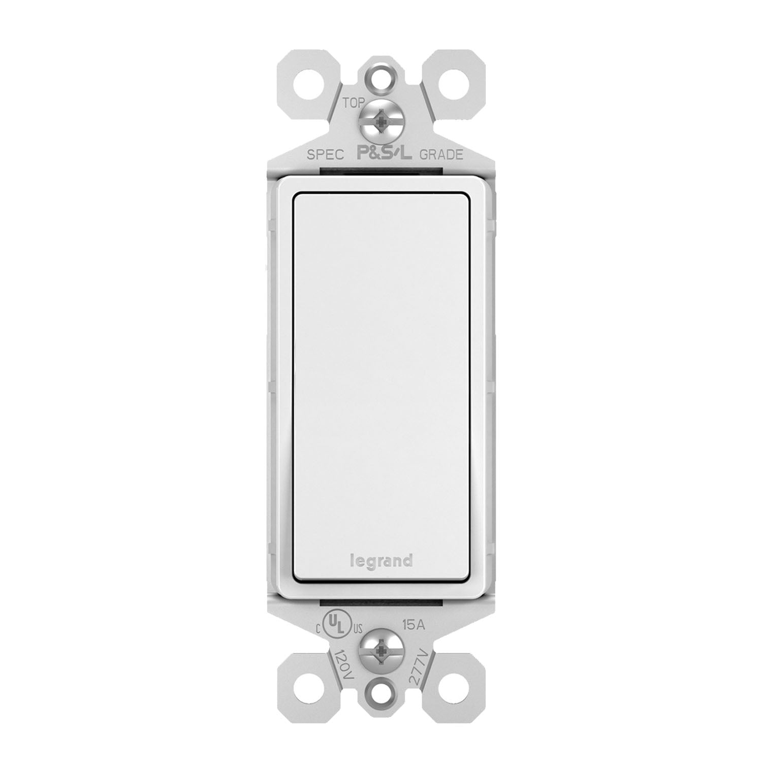 radiant Single-Pole Rocker Light Switch, 15-Amp, 120V, White