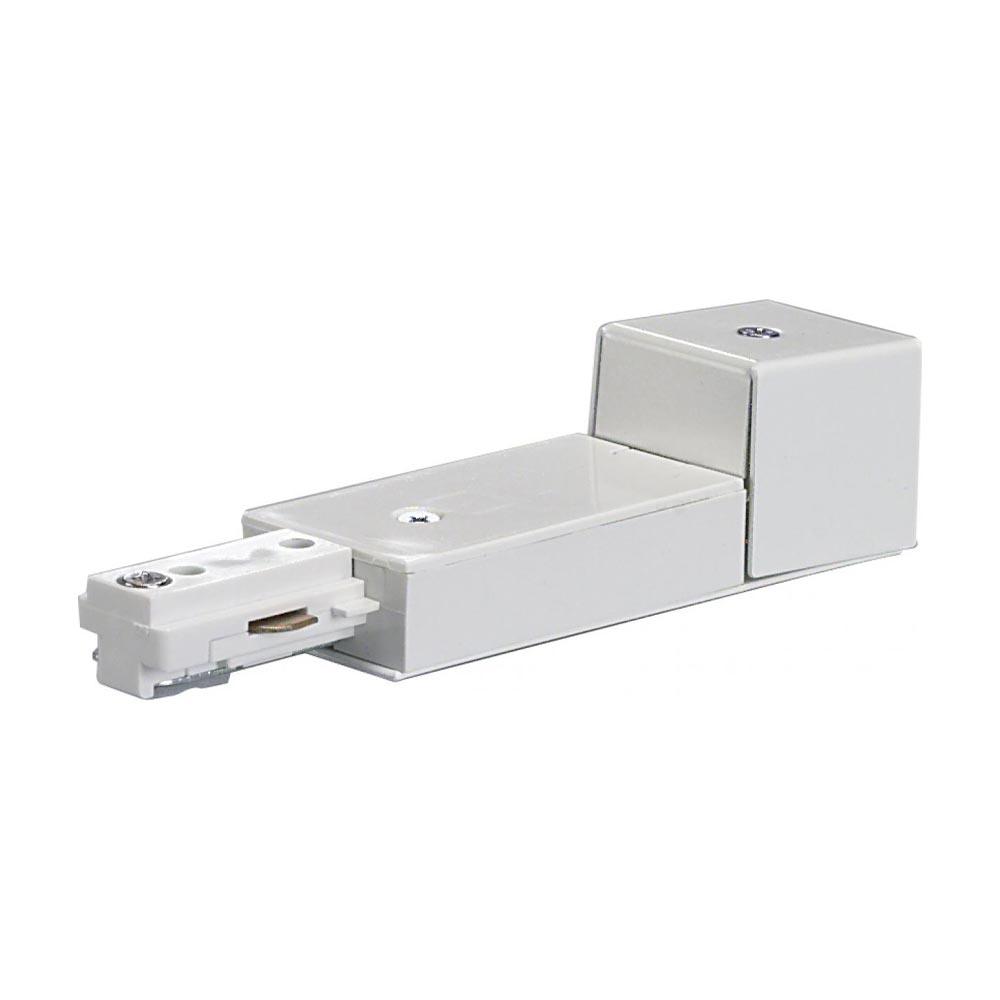 Conduit Live End Connector for Track Lighting White Finish - Bees Lighting