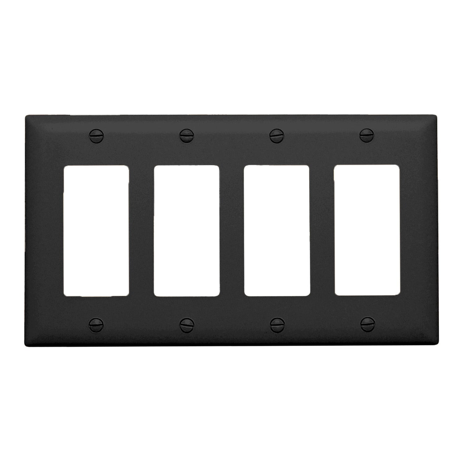 TradeMaster 4-Gang Decorator Wall Plate, Black