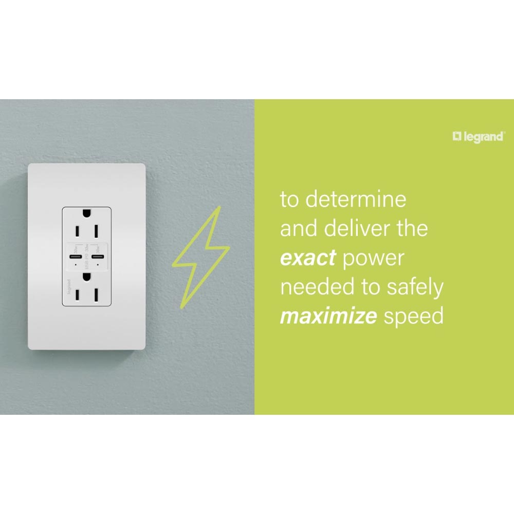 Radiant 20 Amp Duplex Outlet with 6A USB-C Outlet Tamper-Resistant Graphite