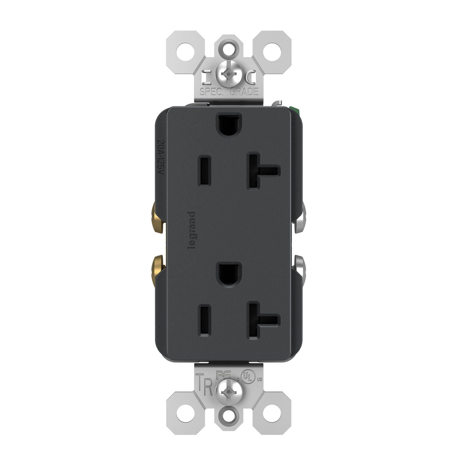 radiant Spec Grade 20A Duplex Tamper-Resistant Receptacle, Graphite