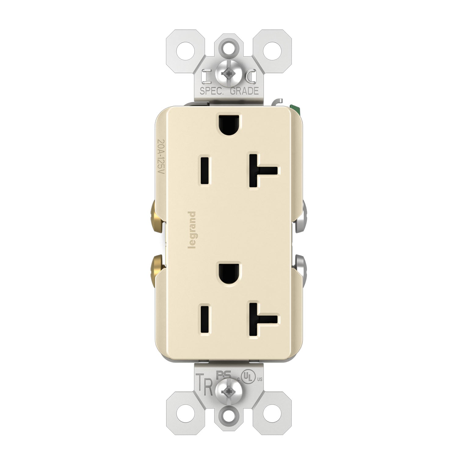 radiant Spec Grade 20A Duplex Tamper-Resistant Receptacle, Light Almond