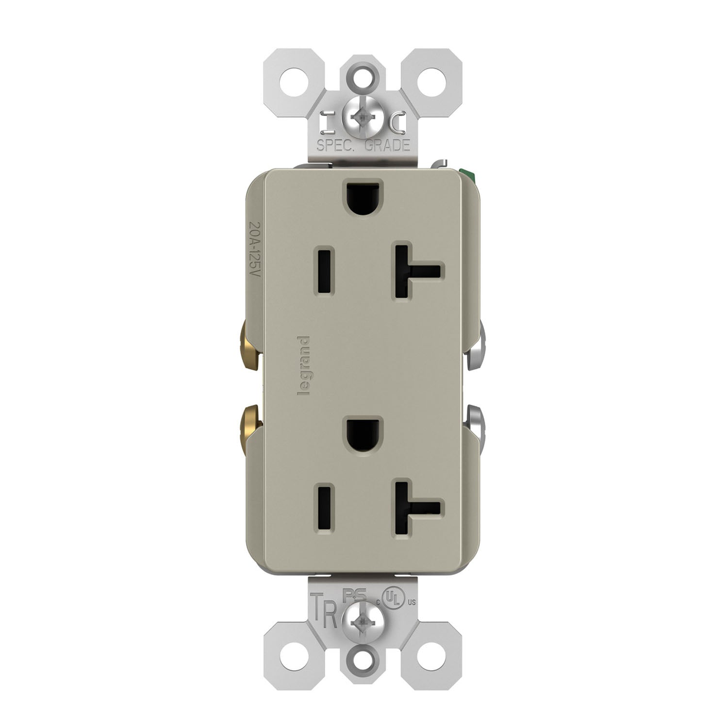 radiant Spec Grade 20A Duplex Tamper-Resistant Receptacle, Nickel