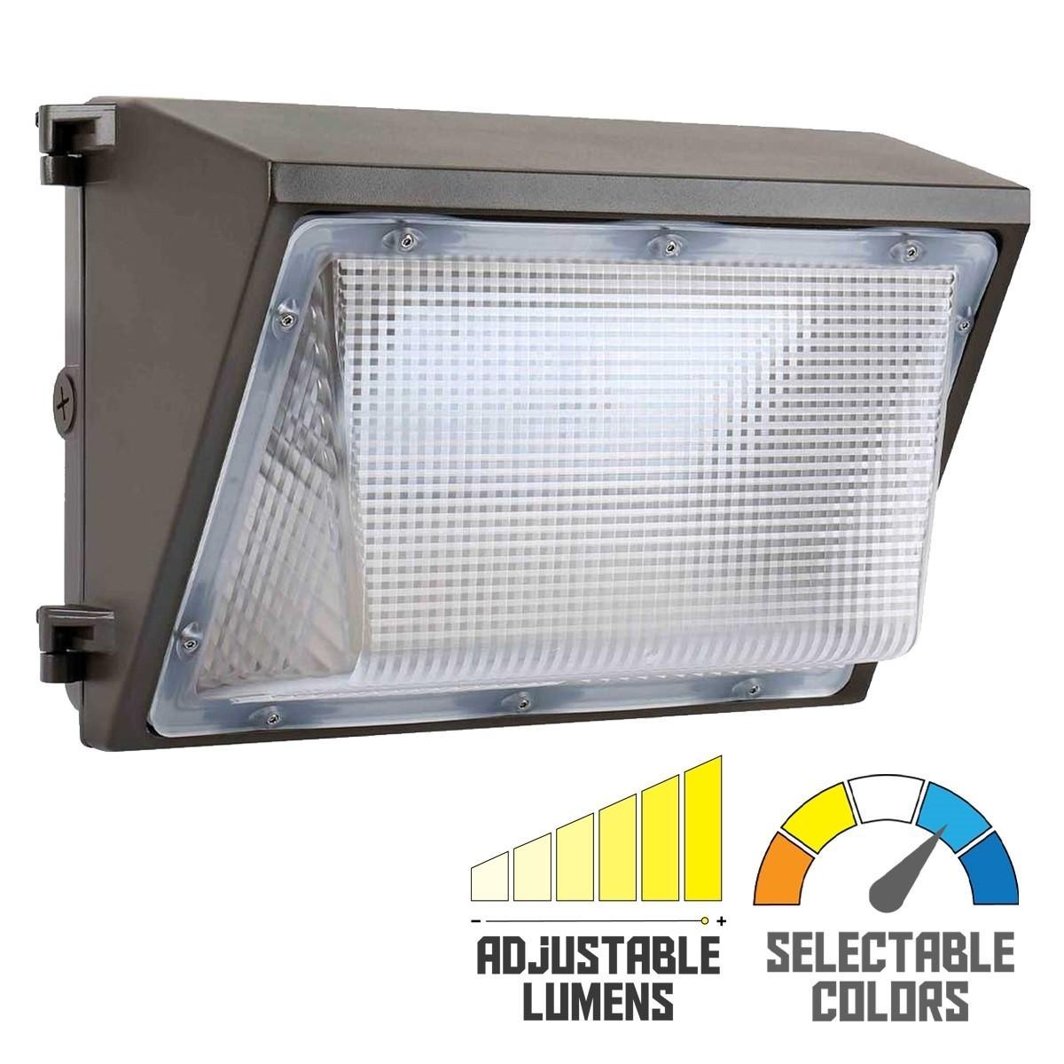 LED Wall Pack, 65 Watts Adjustable, 8300 Lumens, 30K/40K/50K, 120-277V - Bees Lighting