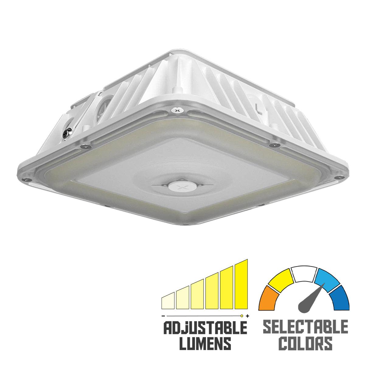 LED Canopy Light, 4500 Lumens, 30 Watts, 30K/40K/50K, 120-277V, Vandal Proof, White Finish