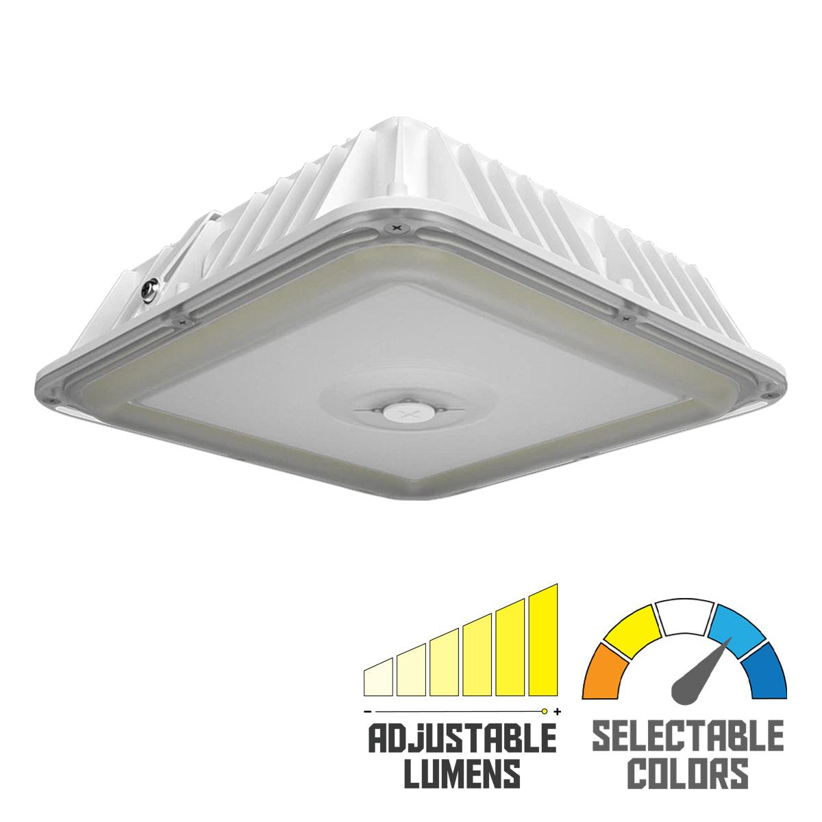 LED Canopy Light, 9000 Lumens, 60 Watts, 30K/40K/50K, 120-277V, Vandal Proof, White Finish