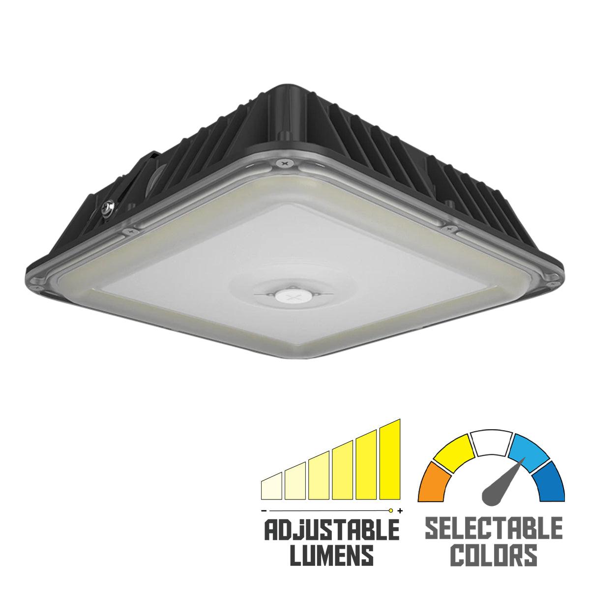 LED Canopy Light, 13000 Lumens, 90 Watts, 30K/40K/50K, 120-277V, Vandal Proof, Bronze Finish