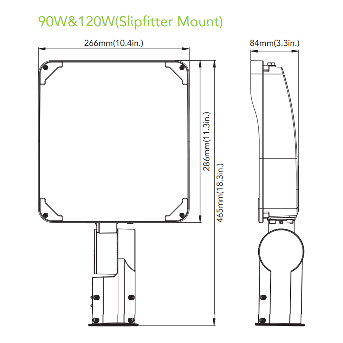 LED Flood Light, 19000 Lm, 120W, 30K|40K|50K, Photocell & Slipfitter Mount, 120-277V