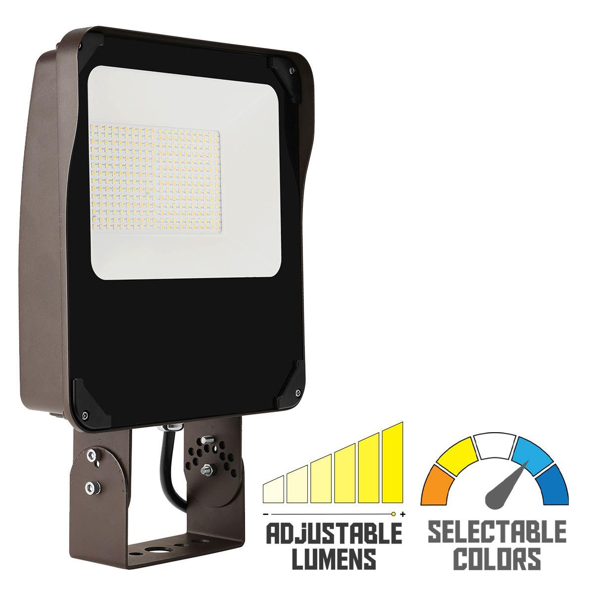 LED Flood Light With Photocell, 9700 Lumens, 65W 30K/40K/50K, 120-277V, Trunnion Mount - Bees Lighting