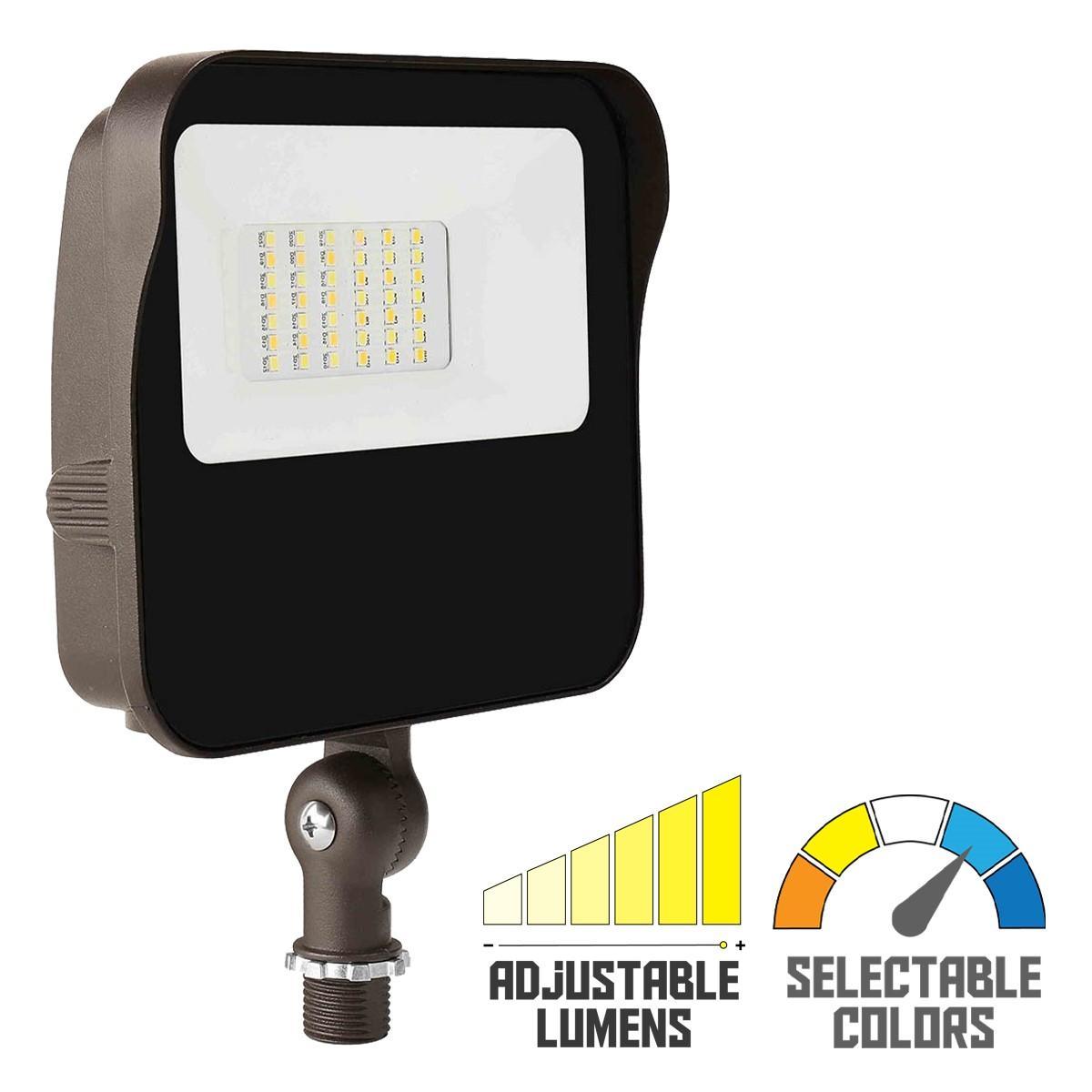 LED Flood Light with Photocell, 2300 Lumens, 15W, 30K/40K/50K, 120-277V, Knuckle Mount - Bees Lighting