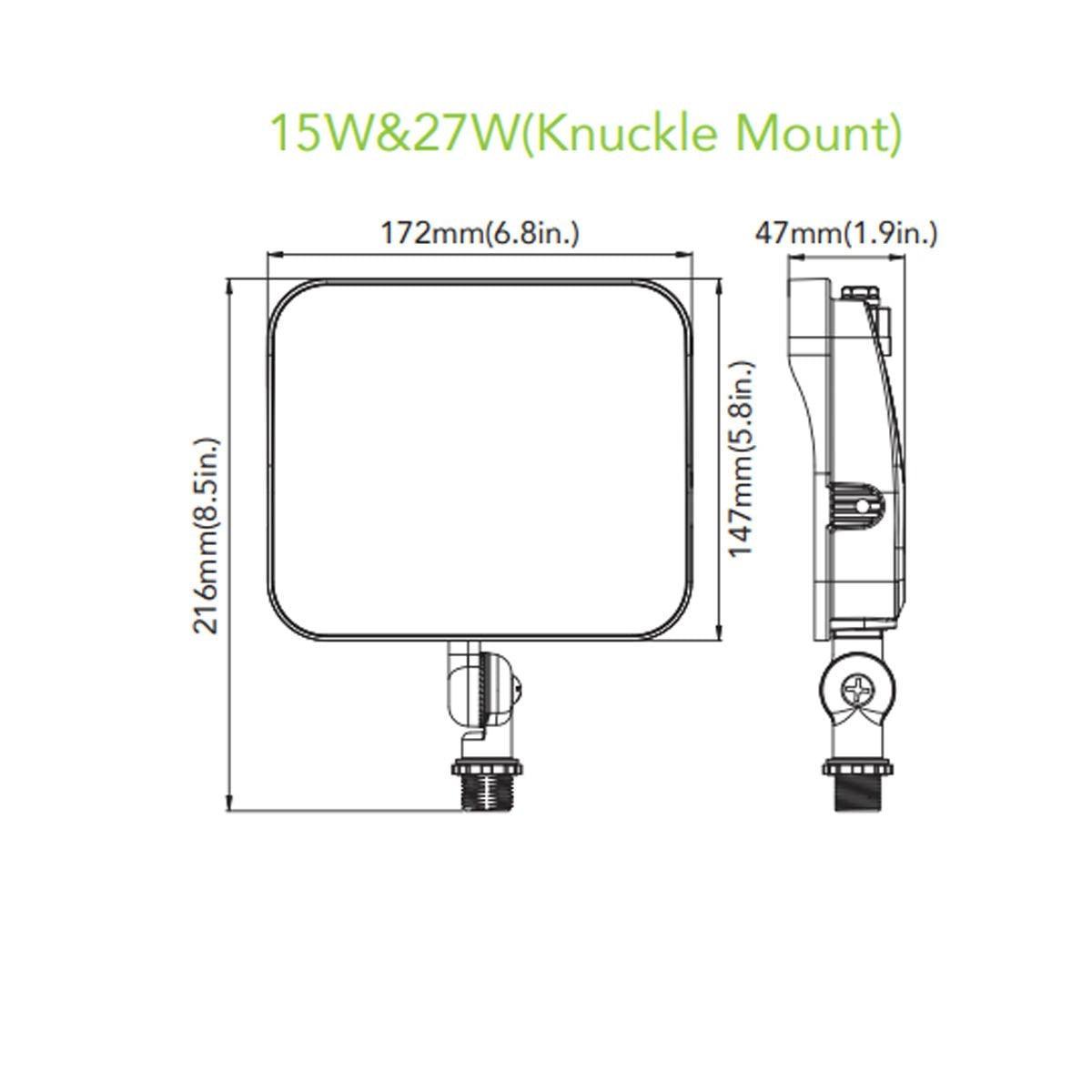 LED Flood Light, 2300 Lm, 15W, 30K|40K|50K, Photocell & Knuckle Mount, 120-277V - Bees Lighting