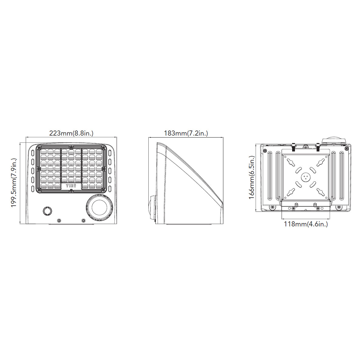 LED Cutoff Wall Pack, 45W Adjustable, 7000 Lm, 30K/40K/50K, On/Off Photocell, 120-277V, Bronze