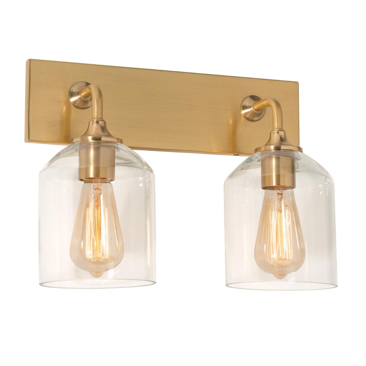 William 2 Lights 15 In. Vanity Light Satin Brass Finish