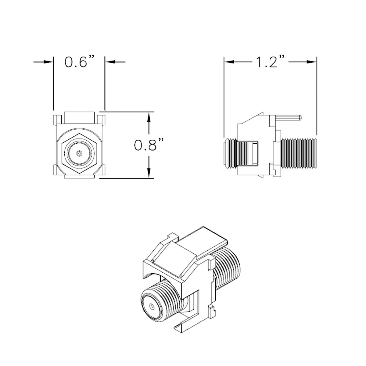 On-Q Recessed Nickel Self-Terminating F-Connector, Black