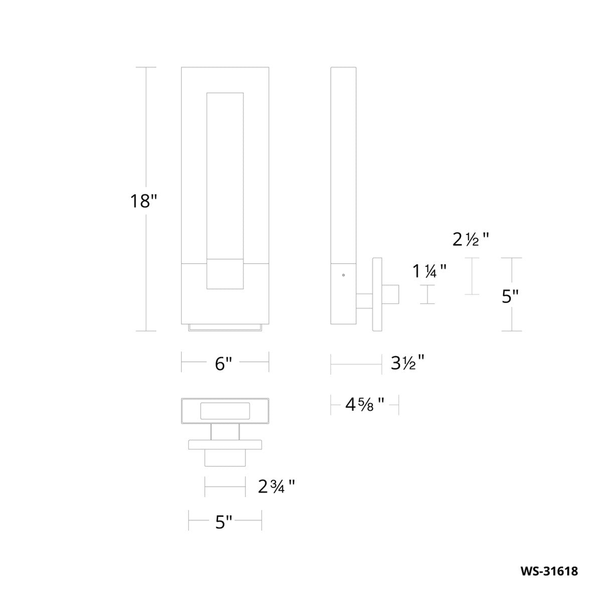 Chill 18 in. LED Wall Light Black finish