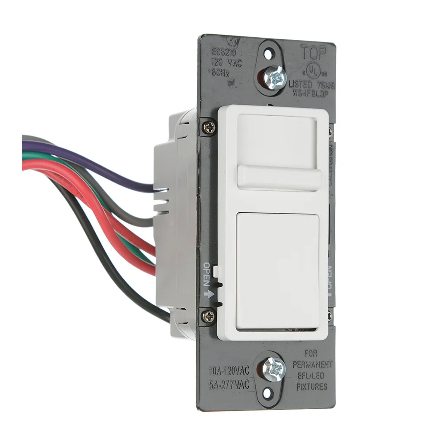 Wide Slide 0-10V Fluorescent/LED Dimmer Switch, 120V-277V, Tri-Color