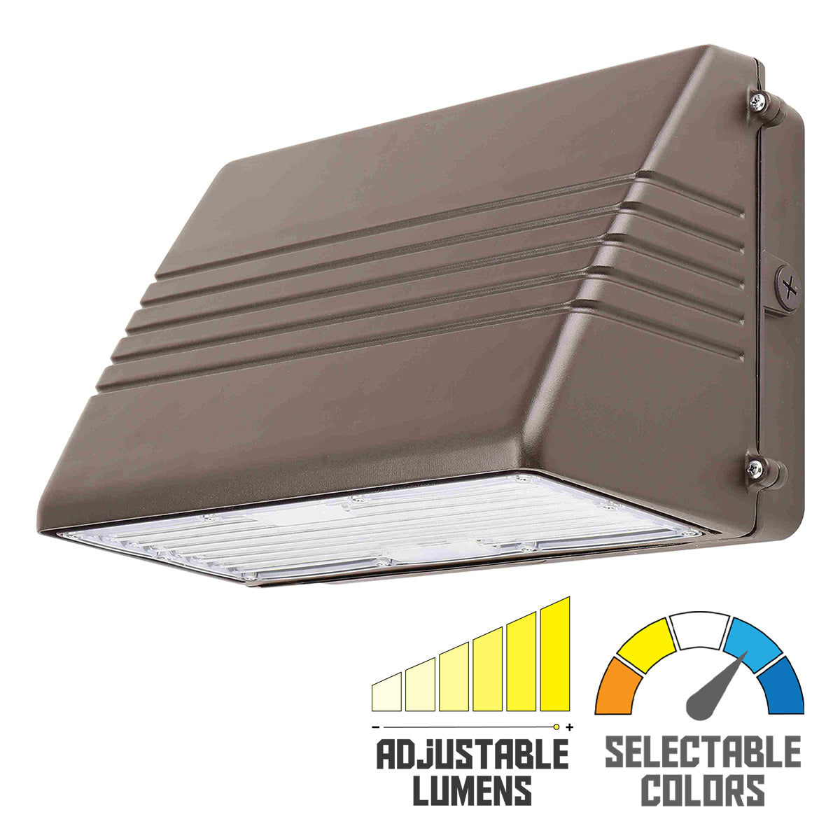 LED Cutoff Wall Pack, 50-125W, 19000 Lm, 30K/40K/50K, On/Off Photocell, 120-277V, Bronze