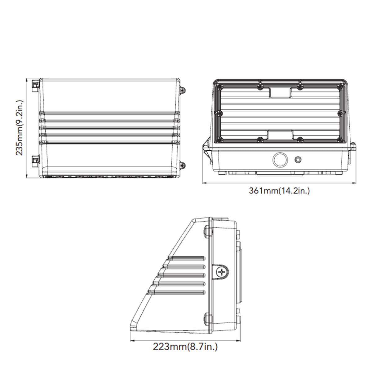 LED Cutoff Wall Pack, 50-125W, 19000 Lm, 30K/40K/50K, On/Off Photocell, 120-277V, Bronze