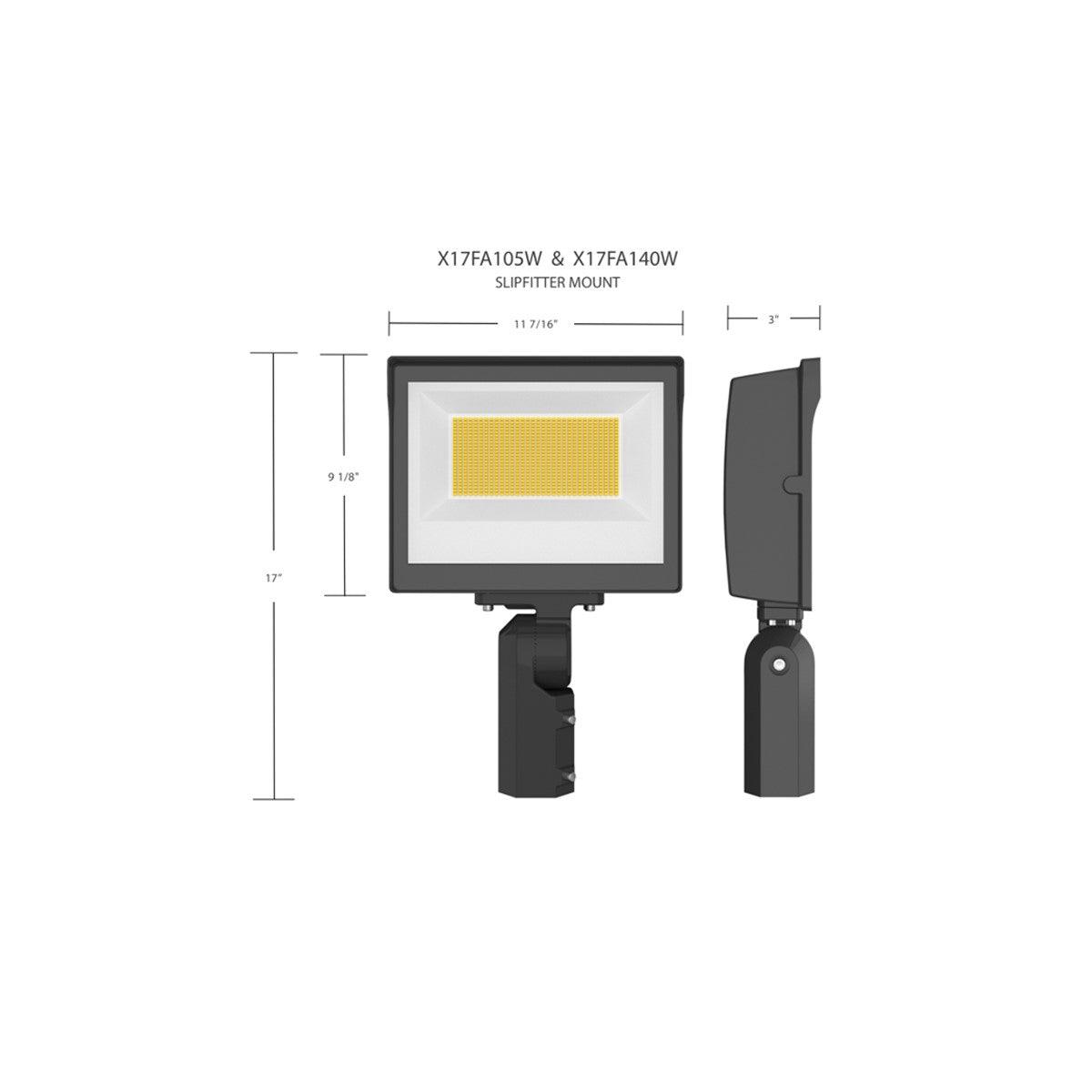 LED Flood Light With Photocell, 140 Watts, 30K/40K/50K, 120-277V, Trunnion Mount, Bronze - Bees Lighting