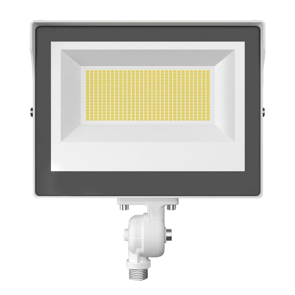 LED Flood Light With Photocell, 60 Watts, 30K/40K/50K, 120-277V, Knockle Mount, White - Bees Lighting