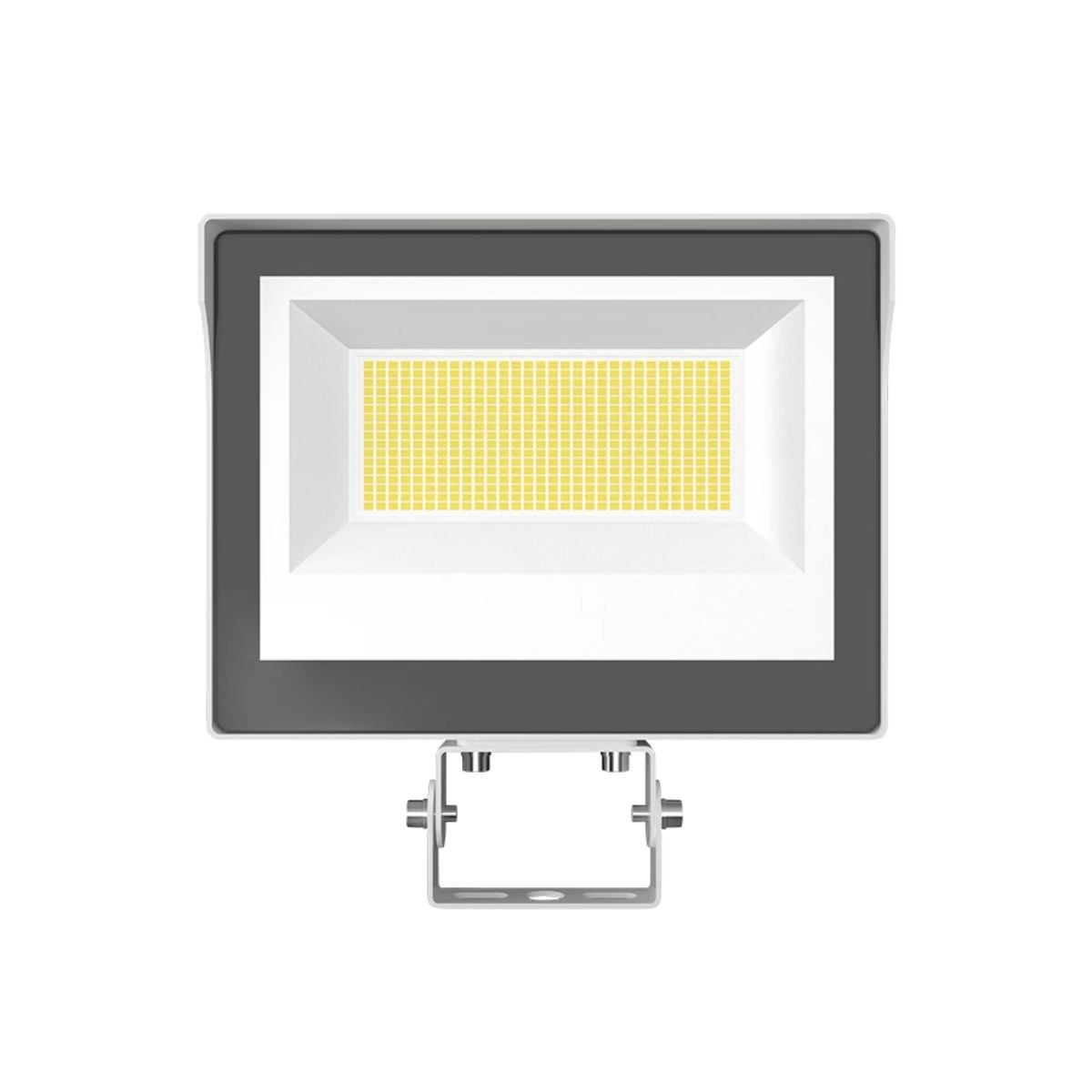 LED Flood Light With Photocell, 80 Watts, 11500 Lumens, 30K/40K/50K, 120-277V, Trunnion Mount, White - Bees Lighting