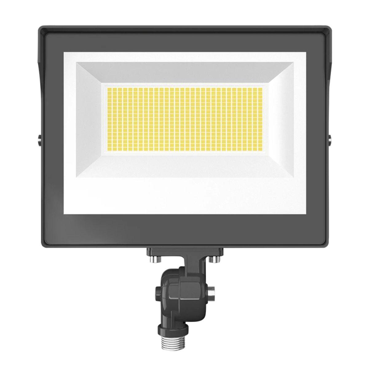 LED Flood Light With Photocell, 80 Watts, 30K/40K/50K, 120-277V, Knockle Mount, Bronze - Bees Lighting