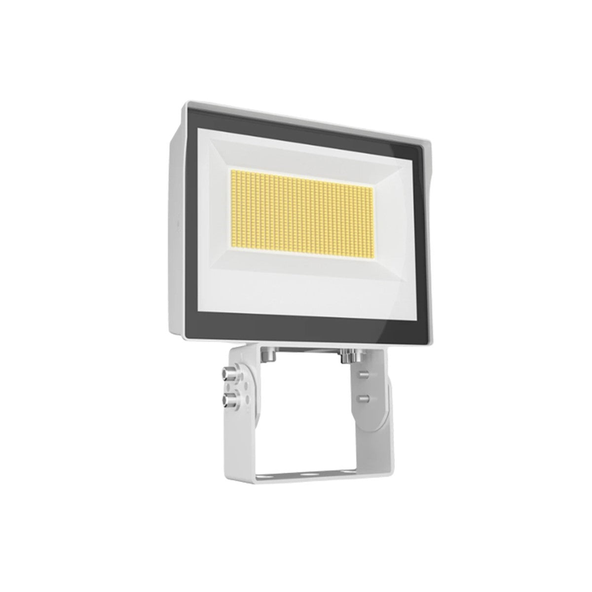 Dusk to Dawn LED Flood Light, 50/75/105W, 14100 Lumens, 30K/40K/50K, 120-277V, Trunnion Mount, White - Bees Lighting