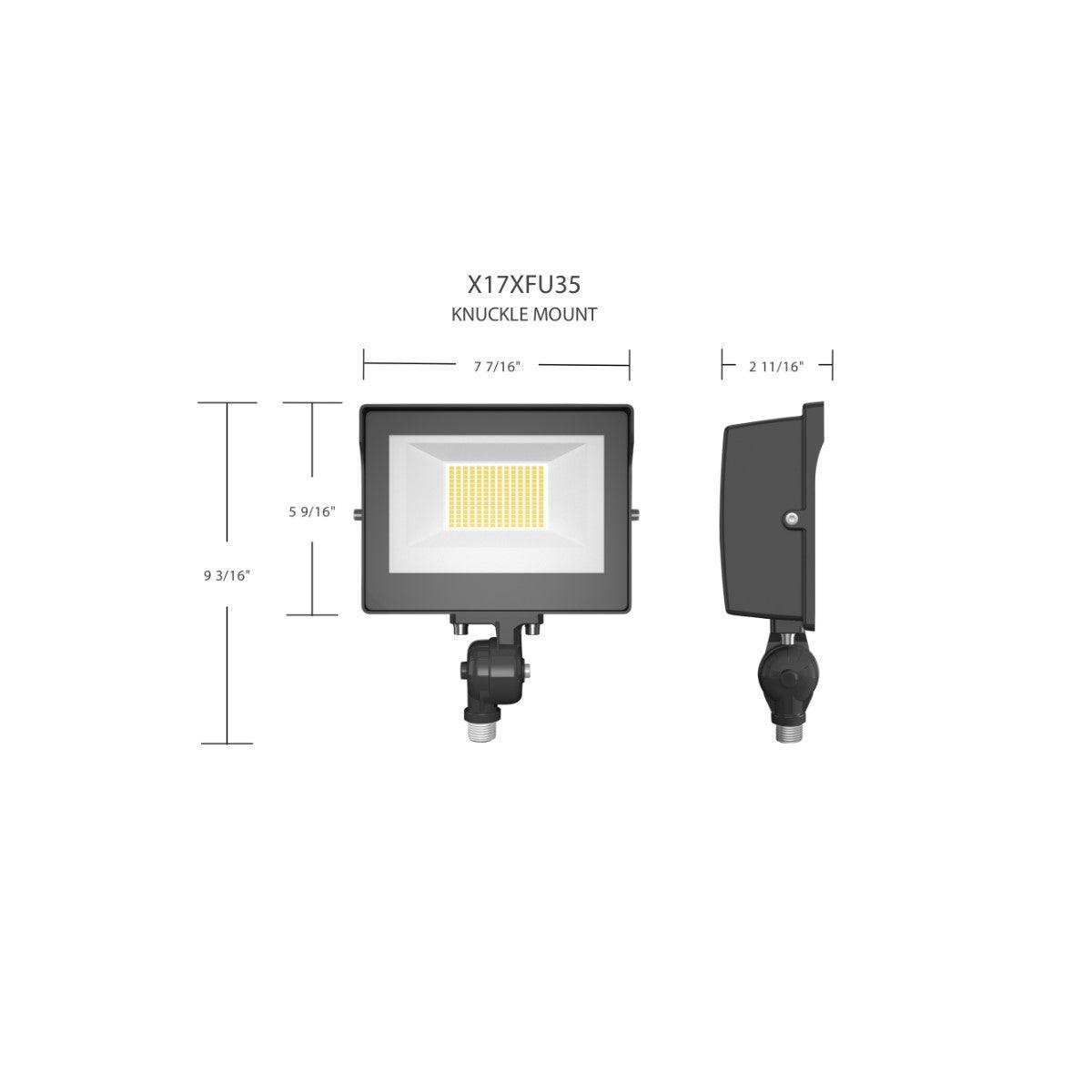 Dusk to Dawn LED Flood Light, 15/25/35W, 30K/40K/50K, 120-277V, Knuckle Mount, Bronze - Bees Lighting