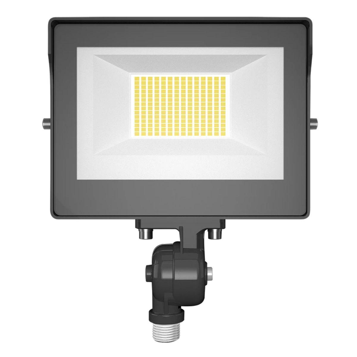 Dusk to Dawn LED Flood Light, 15/25/35W, 30K/40K/50K, 120-277V, Knuckle Mount, Bronze - Bees Lighting