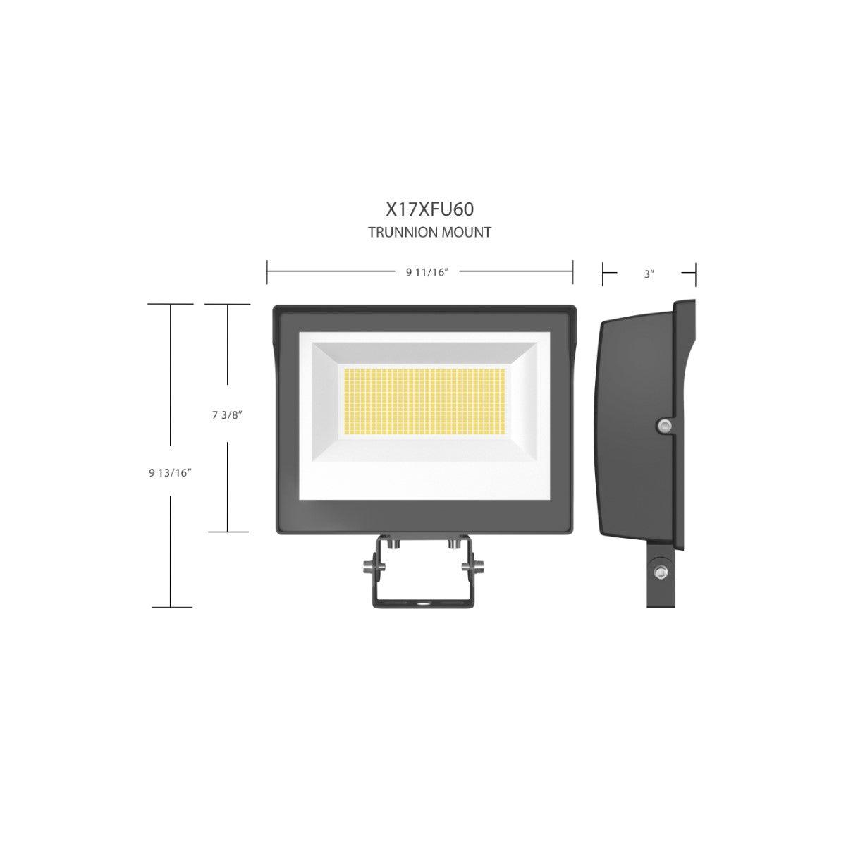 Dusk to Dawn LED Flood Light, 20/50/60W, 30K/40K/50K, 120-277V, Trunnion Mount, Bronze - Bees Lighting