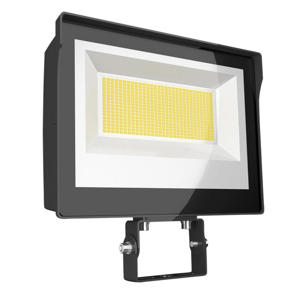 Dusk to Dawn LED Flood Light, 20/50/60W, 8300 Lumens, 30K/40K/50K, 120-277V, Trunnion Mount, Bronze - Bees Lighting